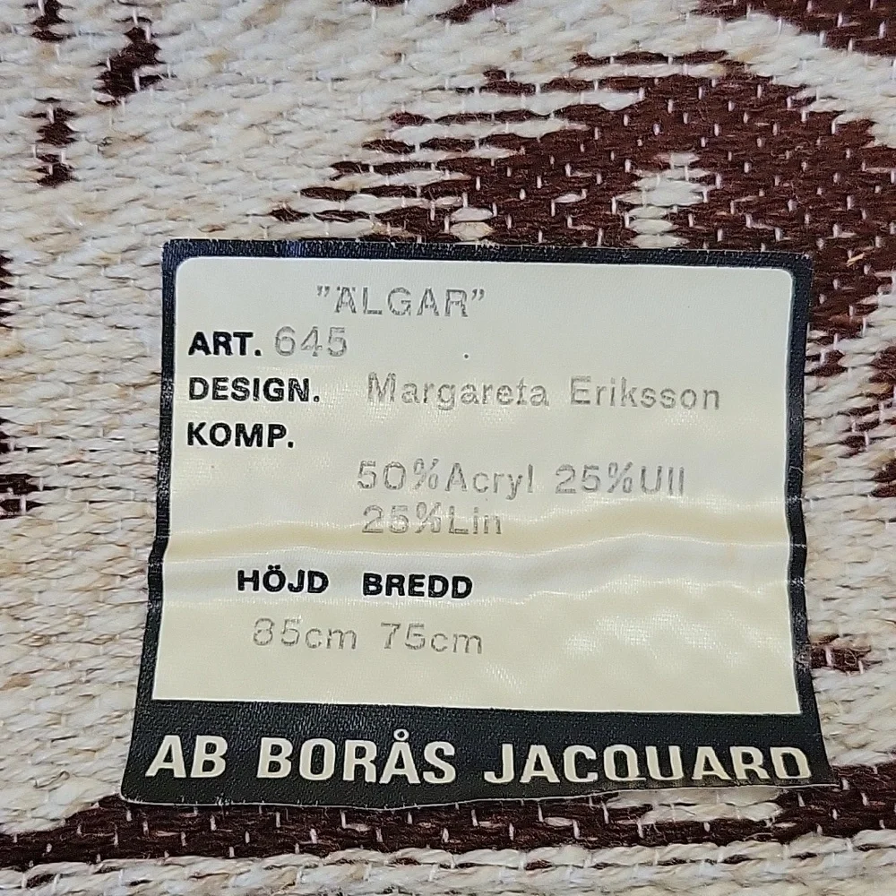 Margareta Eriksson Family Of Moose Brown and Cream Patterned Textile